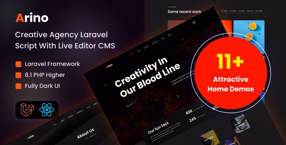 Arino - Creative Agency Laravel Script With Live Editor CMS